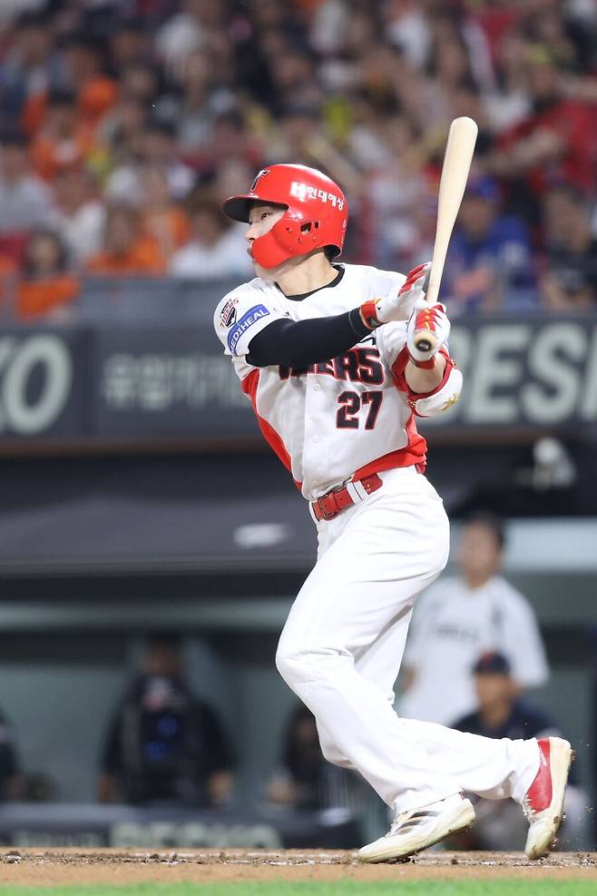 ▲ 3안타 맹타를 휘두른 김호령 ⓒKIA타이거즈