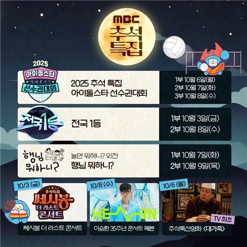 MBC 추석특집 방송 편성표 [MBC 제공. 재판매 및 DB 금지]