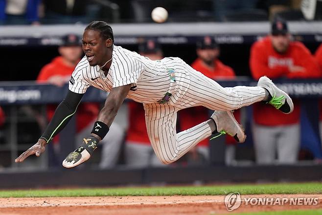8회 2사 1루에서 단타 때 홈까지 뛴 1루 주자 재즈 치좀 주니어 [AP=연합뉴스]