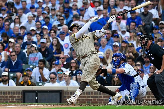 샌디에이고 매니 마차도의 홈런 스윙 [Imagn Images=연합뉴스]