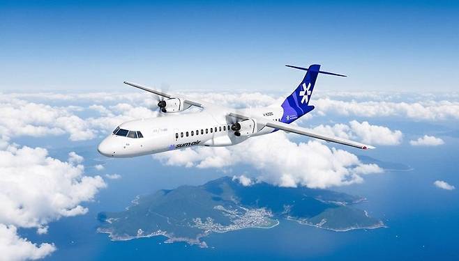 소형항공사 섬에어가 오는 12월 초 도입한다고 공개한 자사 ‘ATR 72-600’ 여객기. 섬에어 제공