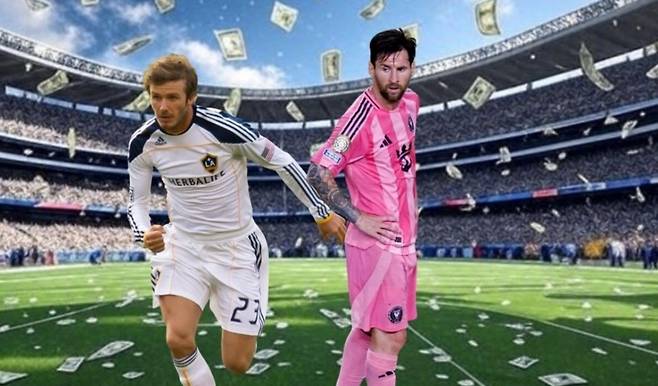 유럽에서 뛰다 미국 프로축구 메이저리그사커(MLS) 무대로 향했던 데이비드 베컴(왼쪽)과 리오넬 메시. /사진=올레 홈페이지 캡처