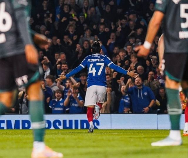 양민혁의 골 세리머니. /사진=포츠머스 SNS