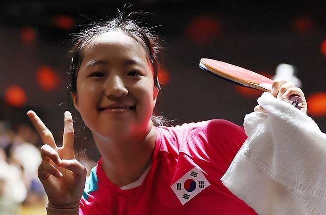 WTT 중국 스매시에 출전한 신유빈 [ITTF 홈피 제공. 재판매 및 DB 금지]