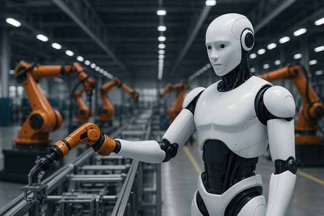 산업현장에서의 피지컬AI가 접목된 로봇이 생산작업을 하는 가상 이미지/제공=전북도