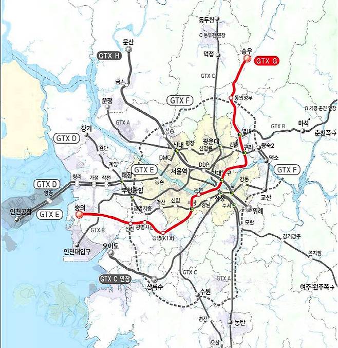 GTX G노선안.(지도=포천시 제공)