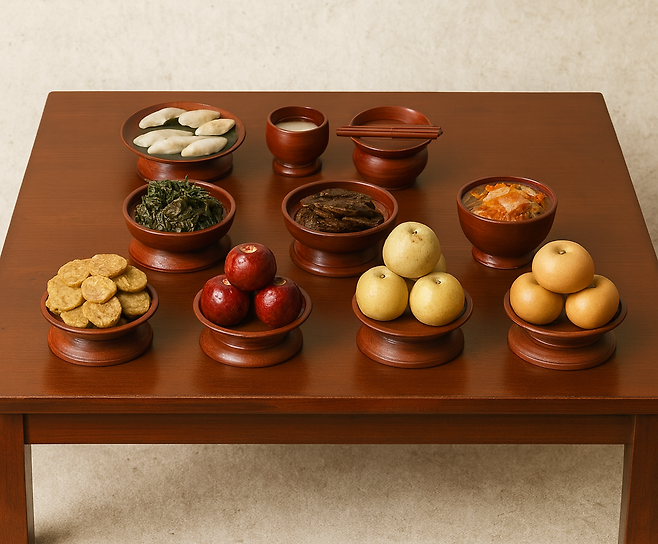 챗GPT로 재구성한 성균관의 ‘추석 차례상 표준안 진설도’의 모습.