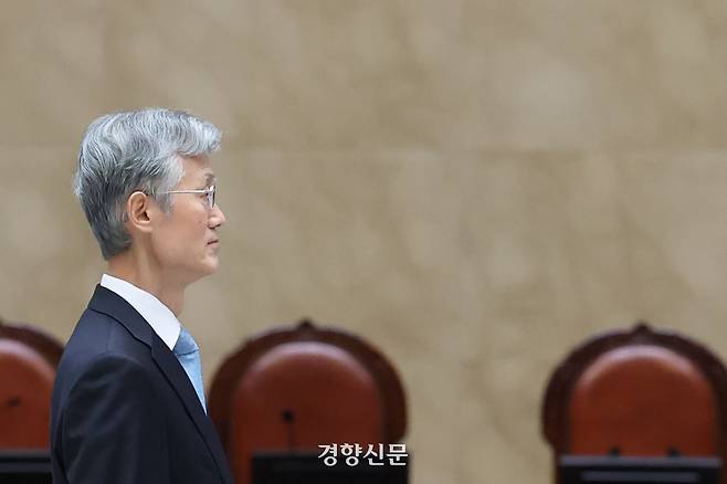 조희대 대법원장이 지난 9월 12일 서울 서초구 대법원에서 열린 ‘2025 대한민국 법원의 날 기념식’에 참석해 있다. 한수빈 기자