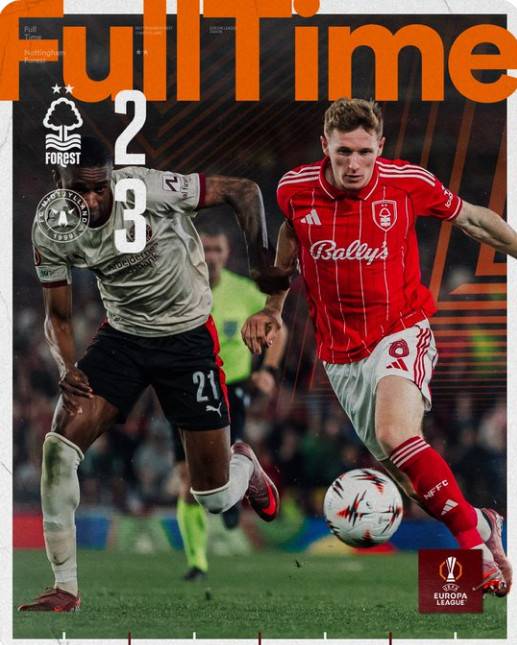 엔제 포스테코글루 감독이 이끄는 노팅엄 포레스트는 3일(한국시간) 영국 노팅엄의 시티 그라운드에서 열린 미트윌란과 2025-26시즌 유럽축구연맹(UEFA) 유로파리그(UEL) 리그 페이즈 2차전에서 2-3으로 졌다. /사진=노팅엄 프레스트 공식 SNS 갈무리