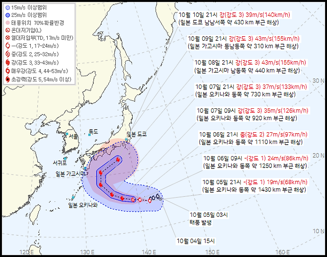 제22호 태풍 '할롱(HALONG)' 현재 위치와 예상이동경로.&nbsp;