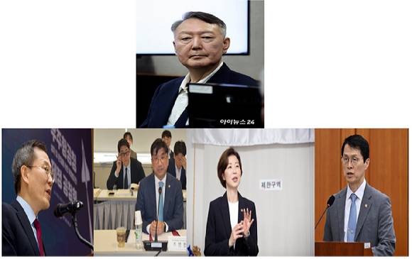 윤석열(위쪽)정부의 R&D 예산삭감과 관련해 최근 과기정통부 진상조사 TF가 이종호(전 과기정통부 장관), 주영창(전 과기혁신본부장), 조성경(전 과학기술비서관 겸 1차관), 최원호(전 과기비서관, 아래 왼쪽부터) 등 당시 주요 의사결정 라인을 대상으로 면담과 교차 검증에 들어간 것으로 파악됐다. [사진=아이뉴스24DB]