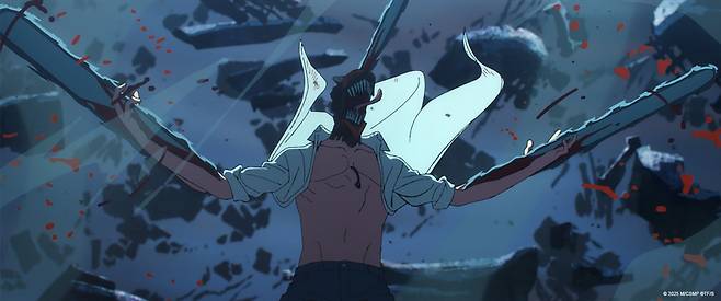 영화 '극장판 체인소 맨: 레제편'의 체인소 맨. 보기엔 이렇게 보여도 순정남이랍니다./소니픽쳐스