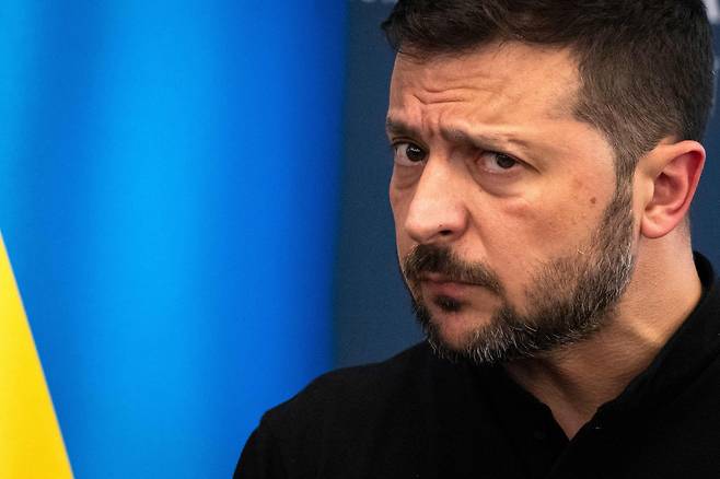 심각한 표정의 볼로디미르 젤렌스키 우크라이나 대통령. /연합뉴스