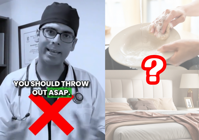 하버드 의과대학 출신 세티 박사는 플라스틱 조리도구, 흠집 난 팬, 오래된 베개 등 가정에서 즉시 교체해야 할 6가지 물건을 공개했다. 전문가들은 안전한 대체품으로 바꿀 것을 권고했다. (사진=틱톡, 게티이미지)