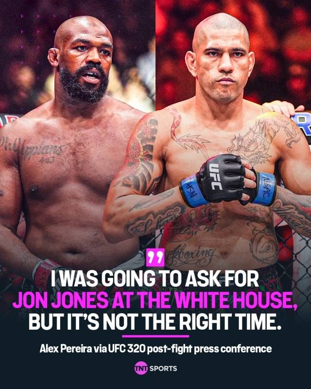 ‘불합리한 남자’ 알렉스 페레이라가 결국 라이트헤비급마저 완전히 정리했다. 그는 이제 헤비급 월장과 함께 ‘UFC GOAT’ 존 존스와의 맞대결을 바라보고 있다. 사진=TNT 스포츠 SNS