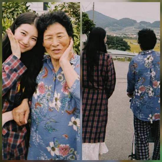 가수 겸 배우 수지가 외할머니와의 따뜻한 한때를 공개하며 팬들의 마음을 녹였다. 사진=SNS