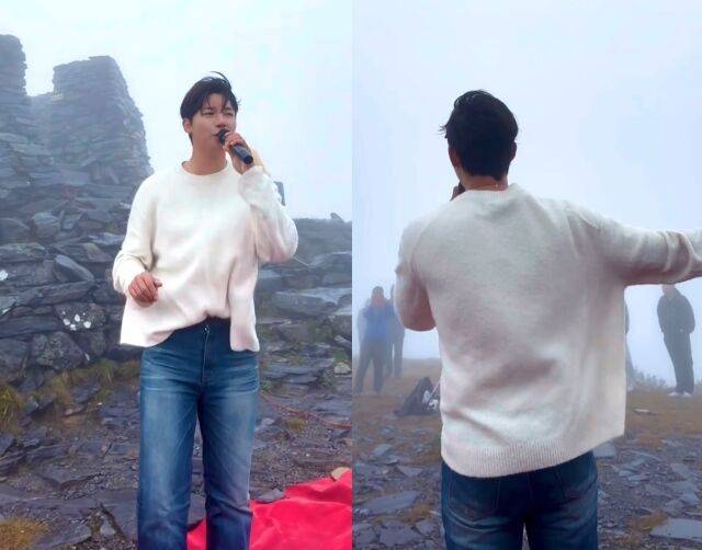 가수 노지훈이 태백상 정상에서 비바람을 맞으며 열창했다. / 노지훈 인스타그램