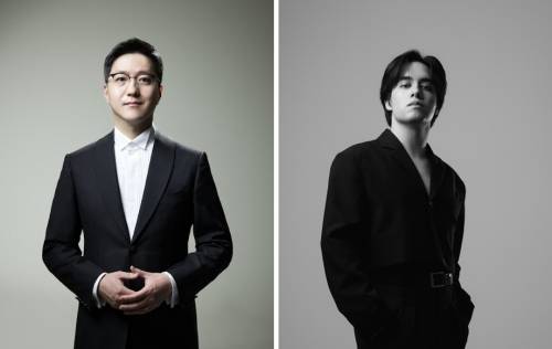 10월 16일 서울 세종문화회관 M씨어터에서 박상후(왼쪽) KBS국악관현악단 지휘자와 바이올리니스트 다카시 로렌스 바슈카우가 바이올린 협주곡 ‘푸른 달’을 연주한다. 세종문화회관 제공