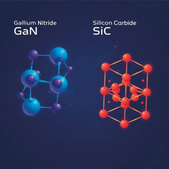 두 가지 이상의 원소가 결합해 만들어진 화합물반도체 가운데 대표적으로 쓰이는 질화갈륨(GaN)과 탄화규소(SiC). AI 이미지 생성