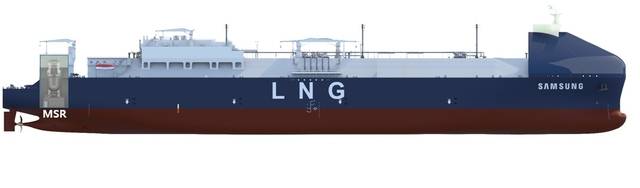 삼성중공업과 한국원자력연구원이 개발한 용융염 원자로(MSR) 추진 LNG운반선 조감도. 삼성중공업 제공.