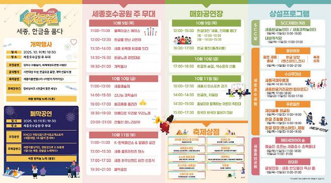 주요 지점별 일정표. 사진=세종시 제공.