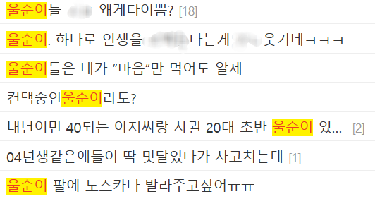 ▲우울증갤러리에서 여성 이용자를 언급하는 게시물들ⓒ디시인사이드 우울증갤러리 갈무리