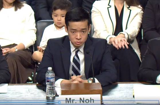 미국 국방부 인도·태평양 차관보로 지명된 존 노 동아시아 담당 부차관보가 7일(현지시간) 미 연방 상원 군사위원회의 인준 청문회에서 발언하고 있다. 연합뉴스