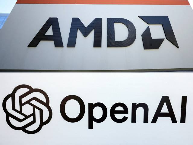 AMD(위)와 오픈AI 로고. AFP연합뉴스