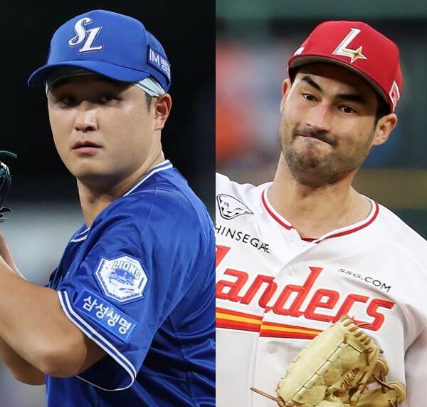 최원태(왼쪽), 화이트. ⓒ삼성 라이온즈ⓒSSG랜더스