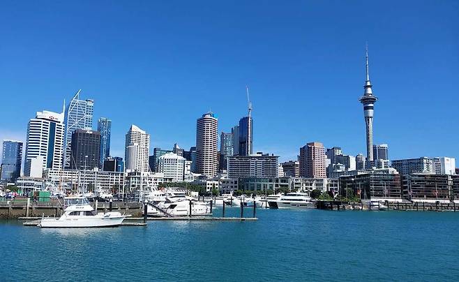 퀸스워프에서 바라보이는 스카이타워와 도심 마천루 / 사진=김소은