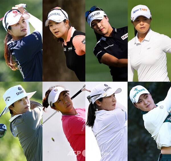 2025년 미국여자프로골프(LPGA) 투어 '아시안 스윙' 뷰익 LPGA 상하이 골프대회에 출전한 최혜진, 김아림, 윤이나, 김세영, 이소미, 신지은, 임진희, 이민지 프로. 사진제공=ⓒAFPBBNews = News1 (사진을 무단으로 사용하지 마십시오.)
