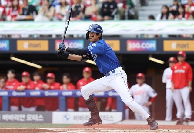 올해 가을야구에서 아직 안타를 생산하지 못하고 있는 구자욱. 사진=삼성 제공