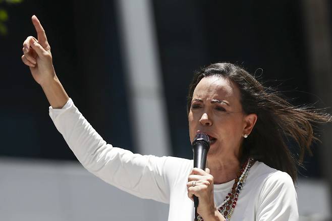 2025년 노벨평화상 영예를 안은 베네수엘라 야권 지도자 마리아 코리나 마차도. 연합뉴스