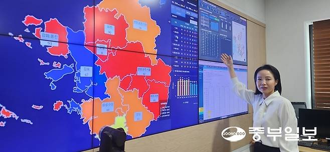 허지선 한국농어촌공사 경기지역본부 수자원관리부장이 홍수기 저수지 관리 시스템에 대해 설명하고 있다. 신연경기자