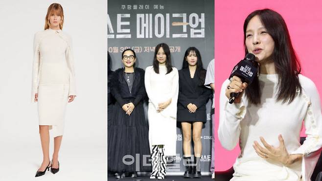 포츠1961 상하의 제품(왼쪽)과 이효리가 제작발표회에서 착용한 모습 (사진=브랜드 공식 홈페이지·뉴스1)