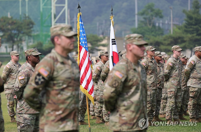 주한미군 순환배치 여단 임무 교대식 [사진 연합뉴스]
