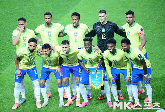 10일 한국과의 평가전에서 5-0으로 대승한 브라질 축구 대표팀. 사진=김영구 기자