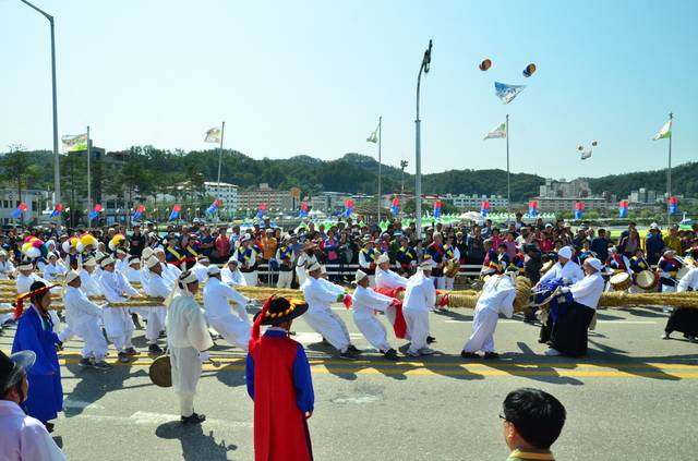 청량문화제의 대표 프로그램인 삼계줄다리기 재현 행사 모습. 봉화축제관광재단 제공