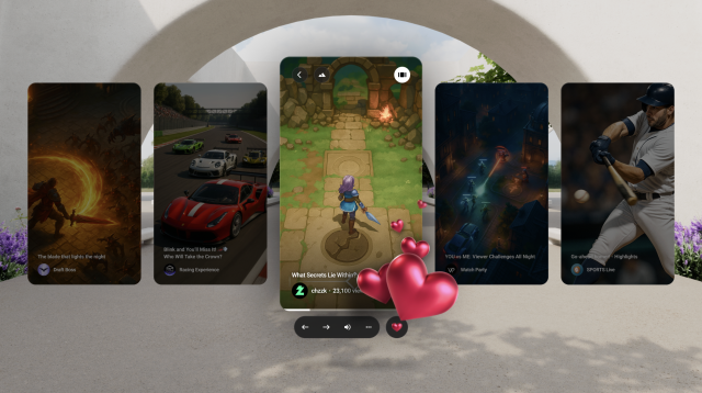 네이버 스티리밍 플랫폼 ‘치지직’ 확장현실 기기 특화 앱 예시. 구글 플레이 캡처