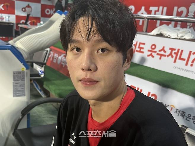 오선우가 수원 KT전이 끝난 후 인터뷰에 임하고 있다. 수원 | 박연준 기자 duswns0628@sportsseoul.com