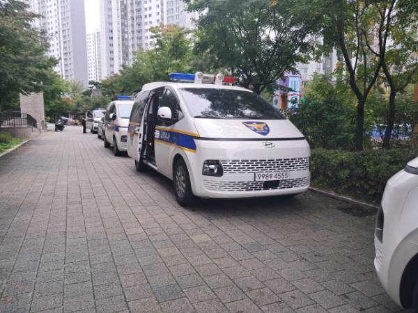 13일 오전 흉기난동이 발생했다는 의정부 민락동의 한 아파트 단지. 이선호기자