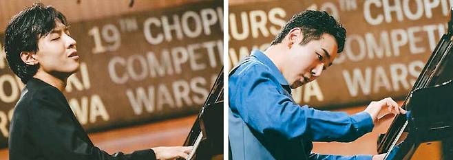 10일(현지시간) 폴란드 바르샤바 필하모닉 콘서트홀에서 열린 쇼팽 콩쿠르 본선 2라운드에서 이혁(왼쪽)·이효 형제가 쇼팽의 피아노곡을 연주하고 있다. 쇼팽협회