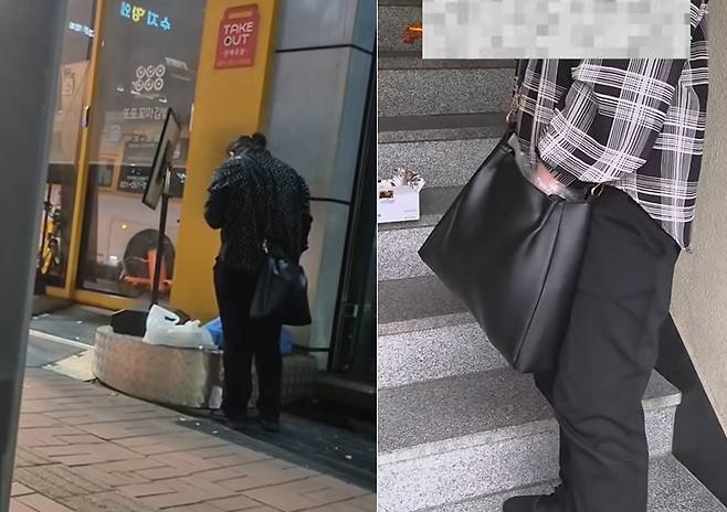 한 배달기사가 배달중 배달음식을 몰래 빼 먹는 모습. [인스타그램 캡처]