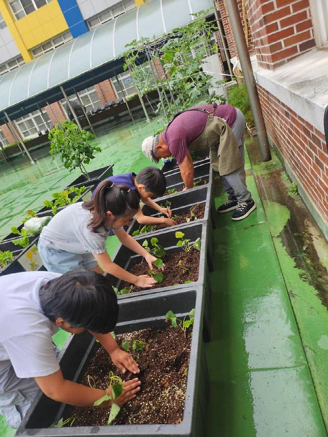 학돌초 학생들이 농장체험을 진행하고 있다. /충남교육청 제공