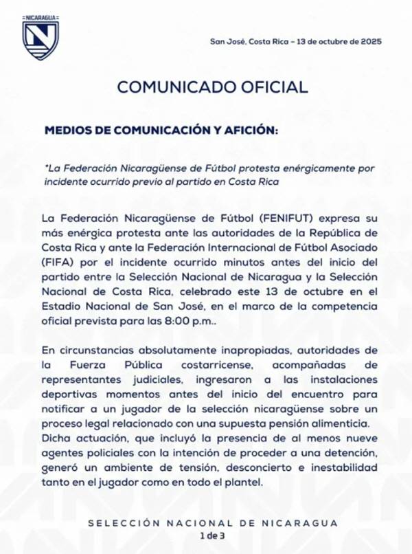 출처=니카라과축구연맹 SNS