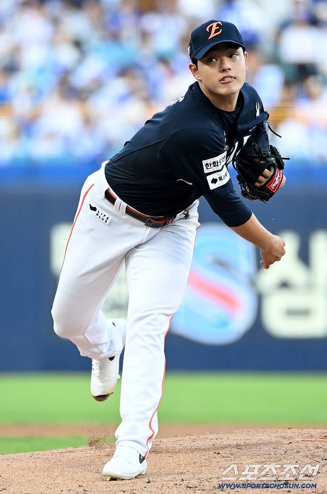 6일 대구 삼성라이온즈파크에서 열린 한화와 삼성의 경기, 한화 선발투수 문동주가 역투하고 있다. 대구=허상욱 기자wook@sportschosun.com/2025.09.06/