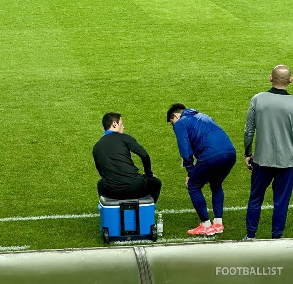 브라질전 훈련에서 열외 된 황희찬. 김진혁 기자