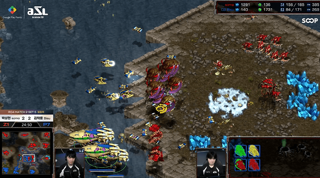 - 섬 멀티가 파괴되면서 인터셉터 생산 자원이 부족한 김택용의 캐리어