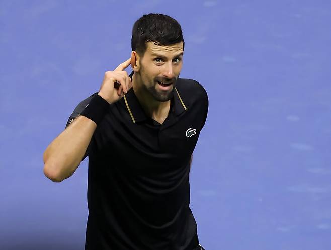 지난 9월 2025 US오픈 남자단식 8강전 때의 노박 조코비치. 당시 테일러 프리츠를 세트스코어 3-1로 눌렀다. 사진/US오픈