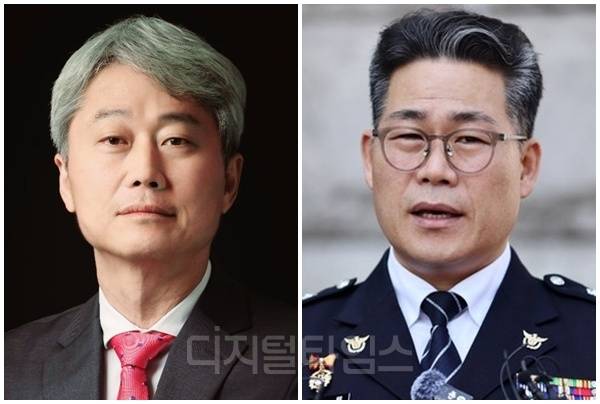 김근식(왼쪽) 경남대학교 정치외교학과 교수와 백해룡 경정. [디지털타임스 DB, 연합뉴스]